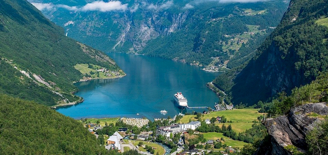 Cruises are a great way to see the world like this one in port in Norway.