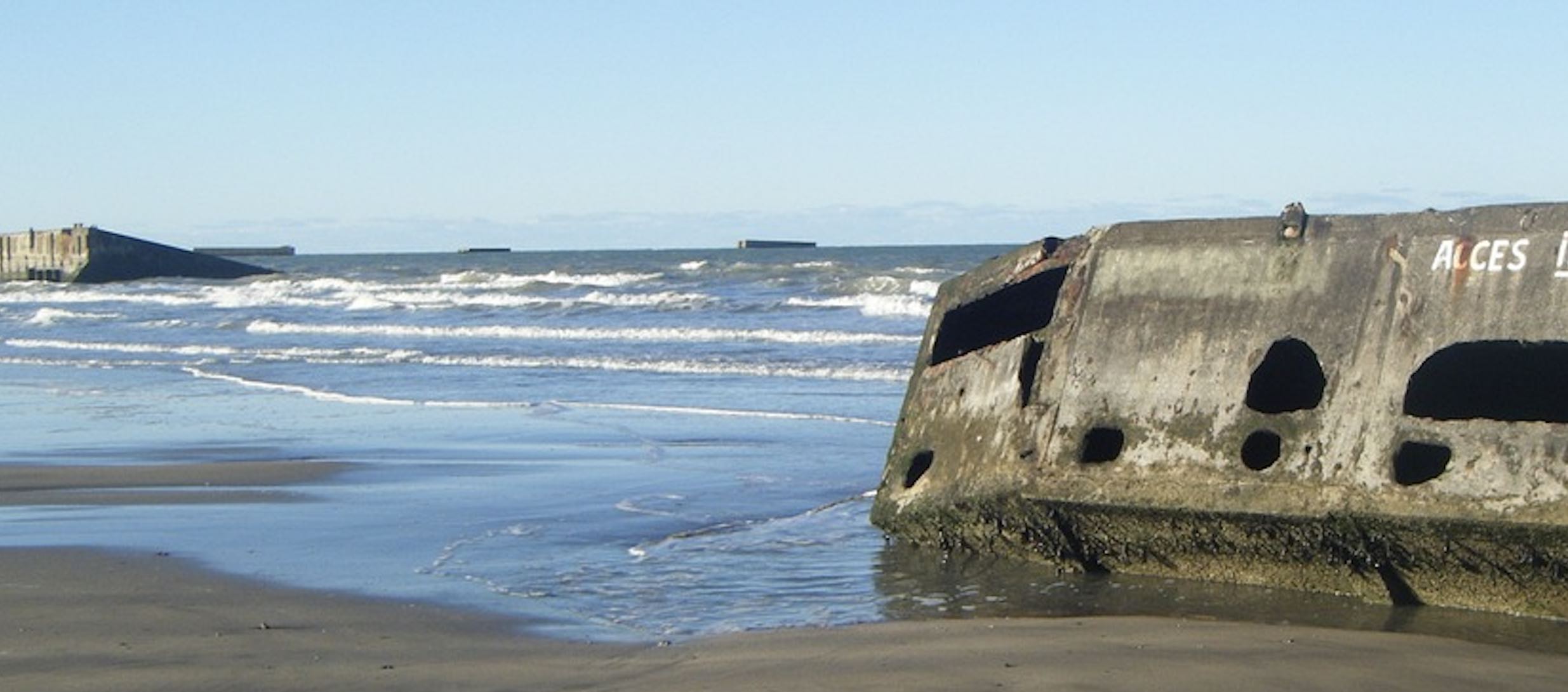 Remnants of WWII are scattered along the beaches of Normandy.