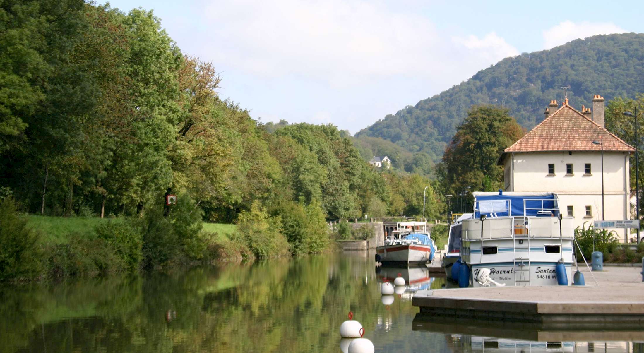 Moving through locks on the Saône River in France.