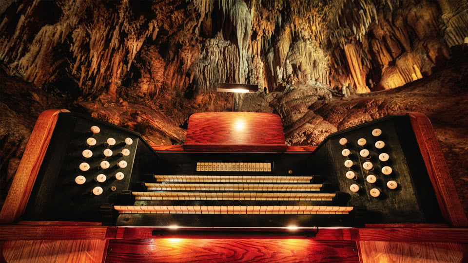 Luray Cavern noted for its magnificent organ.