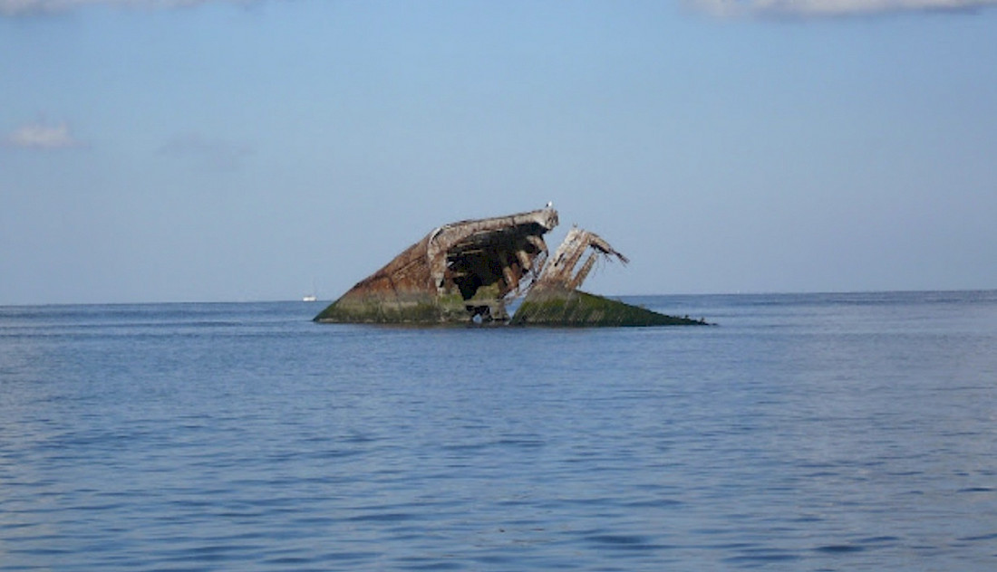 Wreck of the concrete ship S.S. Atlantus off Sunset Beach, Cape May NJ.