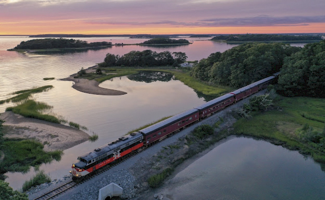 Sunset along the Cape Cod Railway.