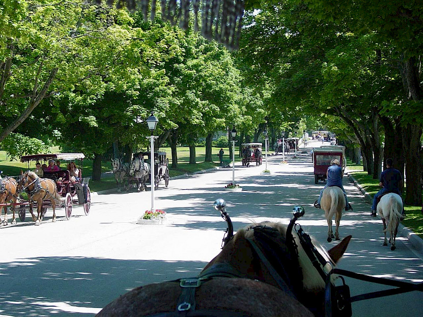 Simpler times on Mackinac Island with a horse-drawn carriage ride.