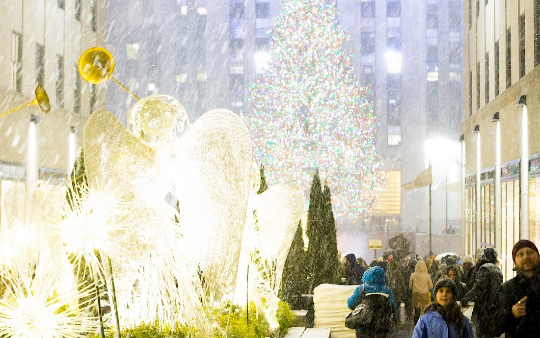 Rockefeller Plaza at Christmas.