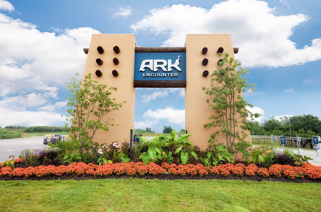 The entrance sign to the Ark Encounter greets visitors from near and far.