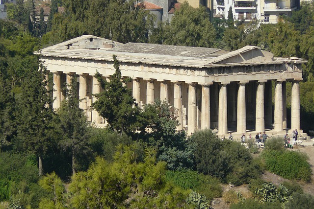 The agora, meaning "market" in Modern Greek, was a central public space.