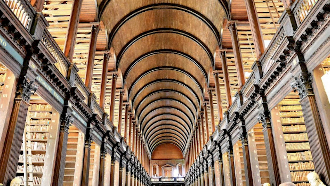Long Room @ Trinity College's Old Library where the Book of Kells is Displayed.