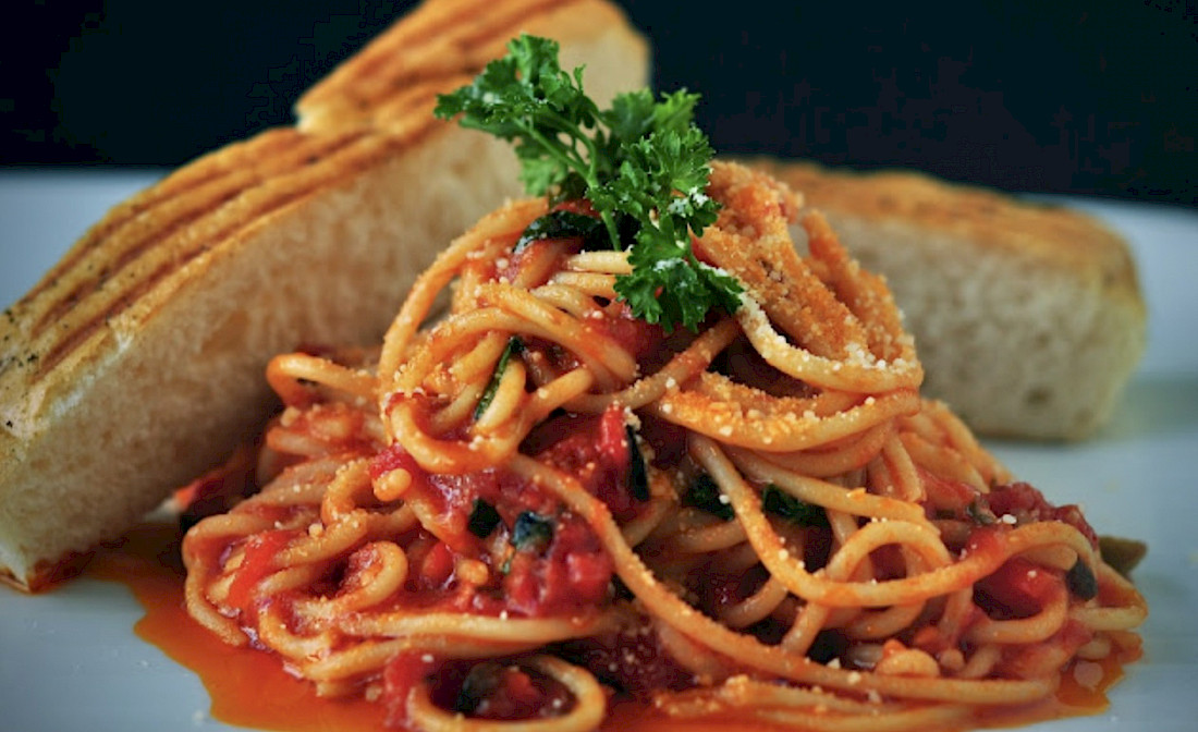 Pasta in tomato sauce an Italian favorite.