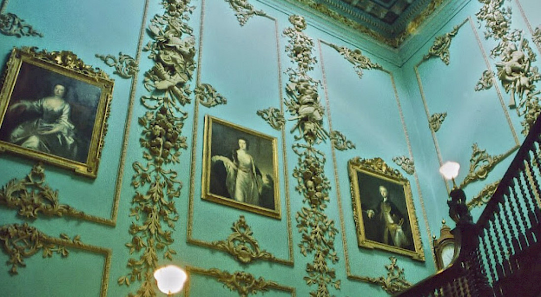 The Rococo splendor of the main staircase.
