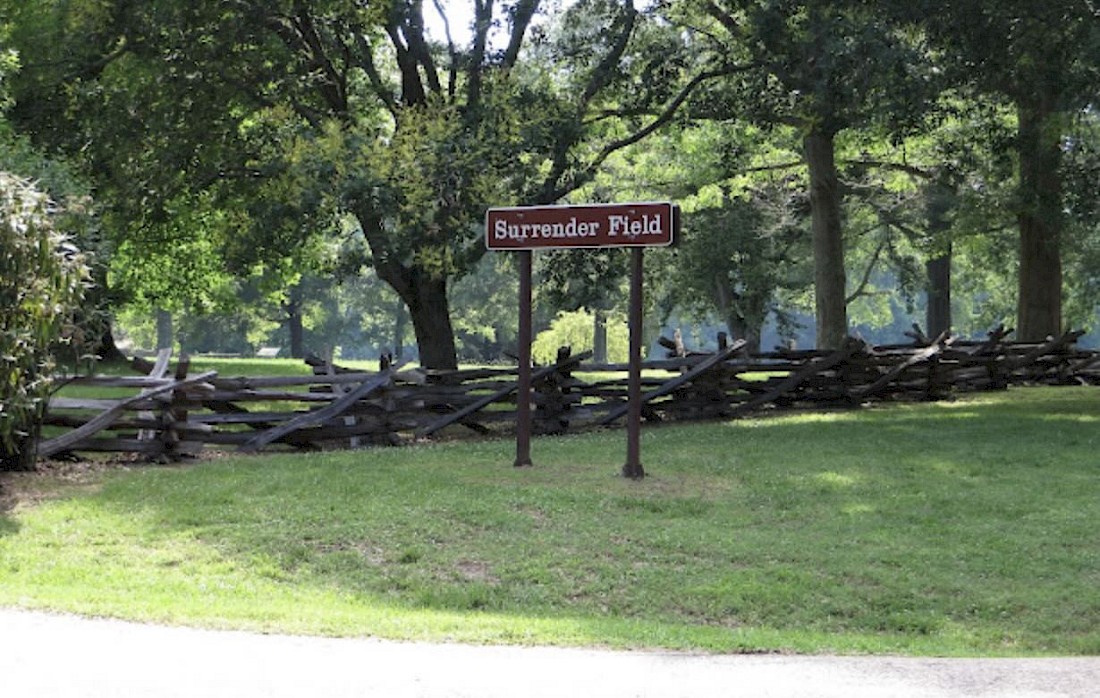 On October 19, 1781, Cornwallis's army marched onto this Yorktown field and laid down its arms. This ended the last major battle of the Revolutionary War.