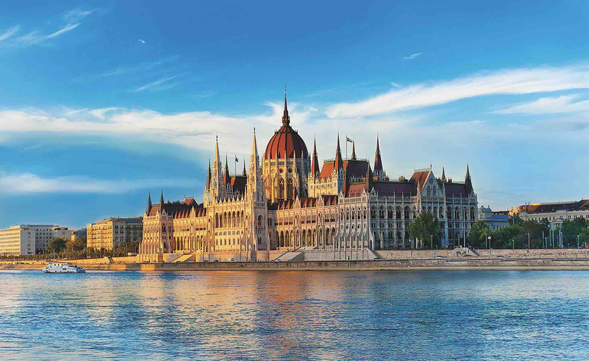 The Hungarian Parliament Buildings along the Danube River.