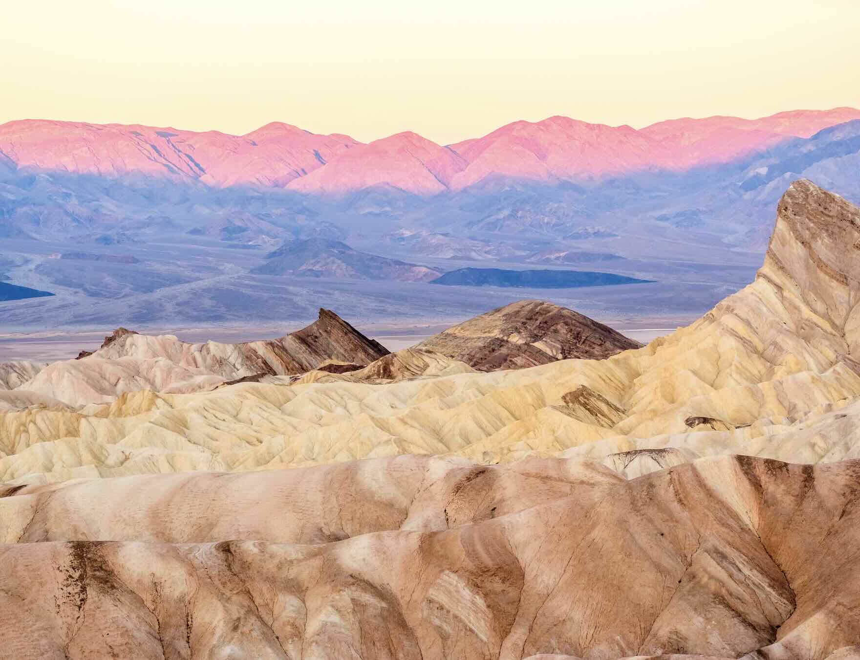 Zabriskie Point lent its name to Michelangelo Antonioni's 1970 counterculture film Zabriskie Point, which used the landscape as a backdrop for its dreamy, apocalyptic imagery.