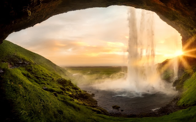 Skogfoss Waterfall at Sunset